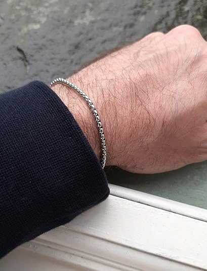 Erkek Çelik Bileklik Paslanmaz Gümüş Renk İç İçe Geçmeli Arnavut Örm